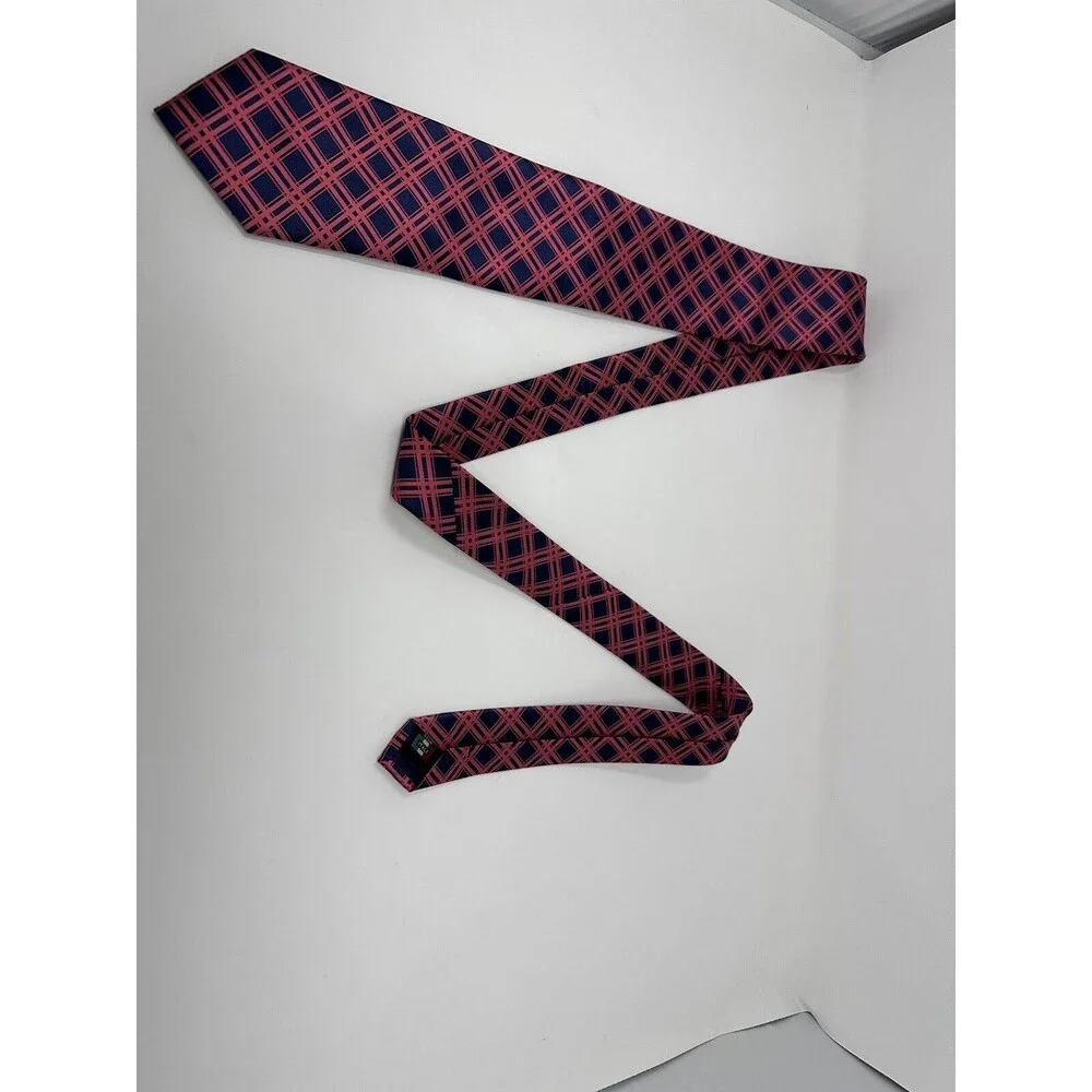 Gianfranco Italy Pink , Blue ‎ Geometric Print Men's Tie 3 1/4